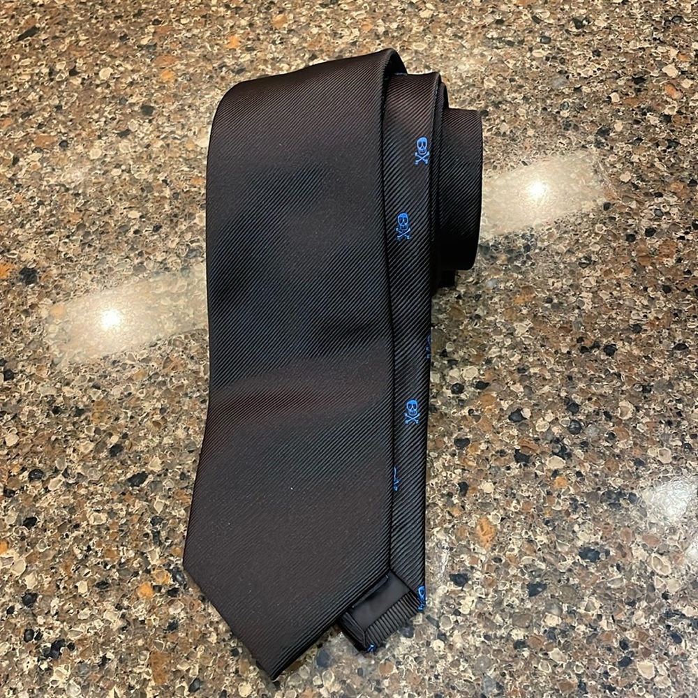 Nick Dunn London Skull Crossbones Black Slim Tie